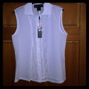 Kardashian Kollection Sleeveless Lace Blouse sz L